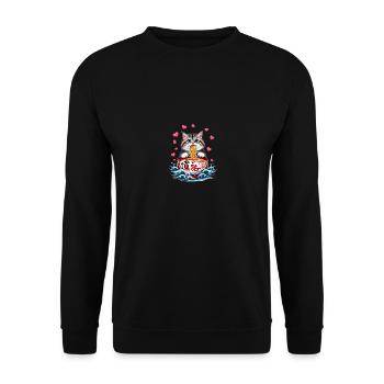 Cat Ramen Kawaii Japanese-Inspired Art - Unisex Sweatshirt - black - Front - Alina (178cm) & Michal (187cm)