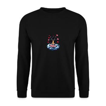 Cat Ramen Kawaii Japanese-Inspired Art - Unisex Sweatshirt - black - Front - Alina (178cm) & Michal (187cm)