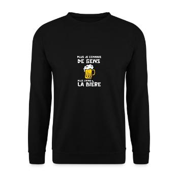 plus je connais de gens plus j'aime la bière - Sweat-shirt Unisexe - noir - Devant - Alina (178cm) & Michal (187cm)
