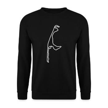 Insel Sylt - Kontur (weiß) - Unisex Pullover - Schwarz - Vorne - Alina (178cm) & Michal (187cm)