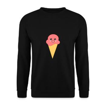 Eis Eiscreme Erdbeereis - Unisex Pullover - Schwarz - Vorne - Alina (178cm) & Michal (187cm)