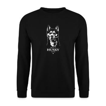 Husky Mom Hunde Hund Schlittenhunde Wilsigns - Unisex Pullover - Schwarz - Vorne - Alina (178cm) & Michal (187cm)
