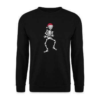 Skibidi challenge meme Skelett Weihnachten Tanz - Unisex Pullover - Schwarz - Vorne - Alina (178cm) & Michal (187cm)