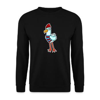 North Sea Seagull Motif Bird - Unisex Sweatshirt - black - Front - Alina (178cm) & Michal (187cm)
