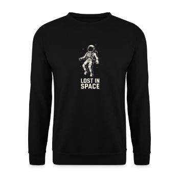Astronaut Lost in Space – Weltraum Retro Design - Unisex Sweatshirt - black - Front - Alina (178cm) & Michal (187cm)