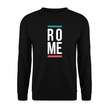 Rome City Bold Typography-Design - Unisex Pullover - Schwarz - Vorne - Alina (178cm) & Michal (187cm)