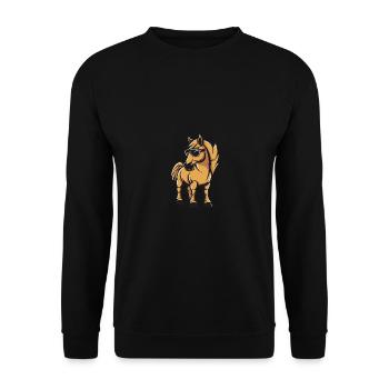 Pferd Cool Tier - Unisex Pullover - Schwarz - Vorne - Alina (178cm) & Michal (187cm)