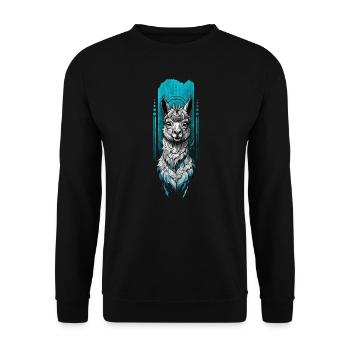Entzückendes Lama - Unisex Pullover - Schwarz - Vorne - Alina (178cm) & Michal (187cm)