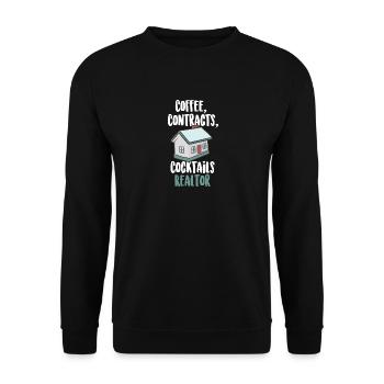 Kaffee Verträge Cocktails Immobilienmakler - Unisex Pullover - Schwarz - Vorne - Alina (178cm) & Michal (187cm)