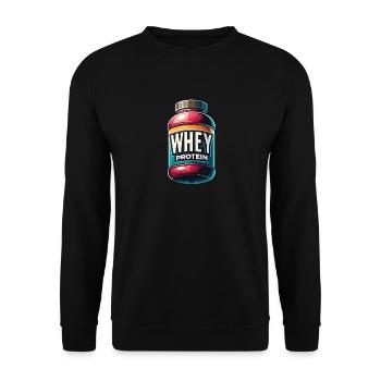 Molkenprotein-Muskel - Unisex Pullover - Schwarz - Vorne - Alina (178cm) & Michal (187cm)