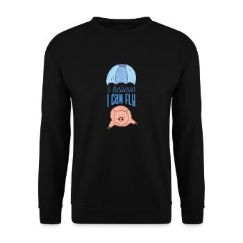 Cochon avec parachute | Je crois que je peux voler. - Sweat-shirt Unisexe - noir - Devant - Alina (178cm) & Michal (187cm)