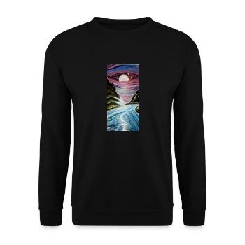 Fluss im Mondschein - Unisex Pullover - Schwarz - Vorne - Alina (178cm) & Michal (187cm)