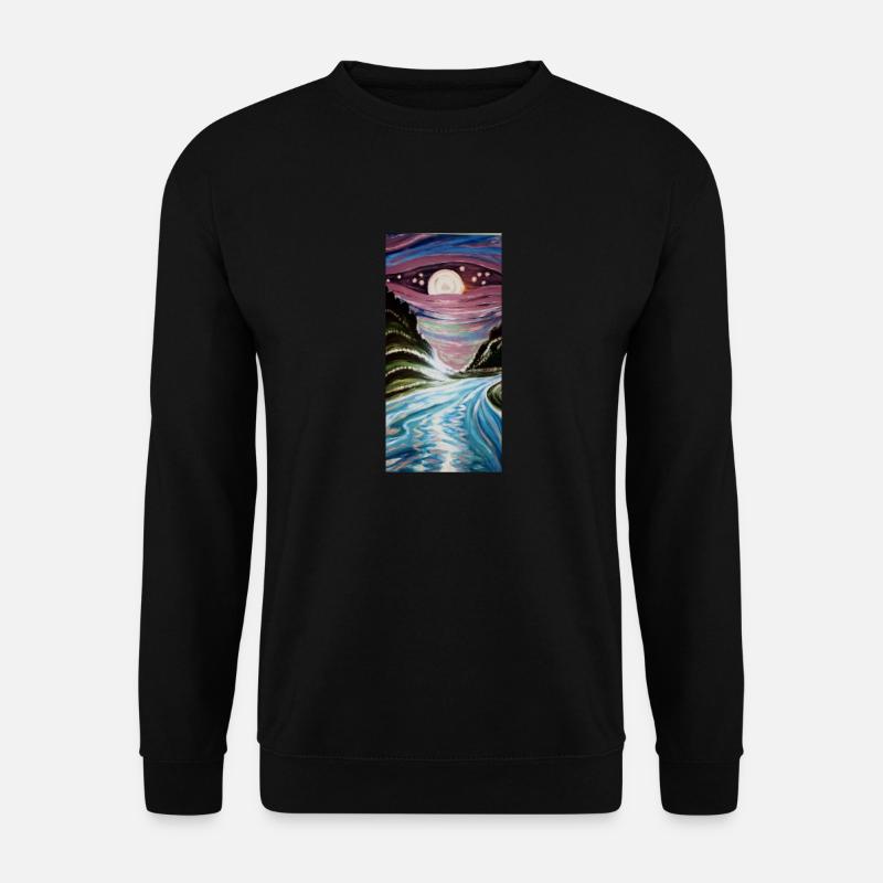 Fluss im Mondschein - Unisex Pullover - Schwarz
