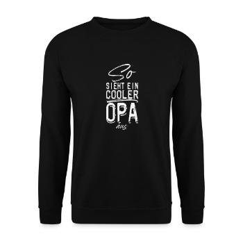 Opa Enkel 2021 Bester der Welt outfit Spruch - Unisex Pullover - Schwarz - Vorne - Alina (178cm) & Michal (187cm)