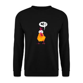 Statement Huhn I Nö Hühner I Nein - Unisex Pullover - Schwarz - Vorne - Alina (178cm) & Michal (187cm)