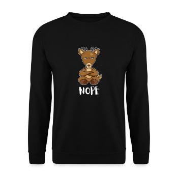 Nope Funny Lazy Deer - Unisex Sweatshirt - black - Front - Alina (178cm) & Michal (187cm)