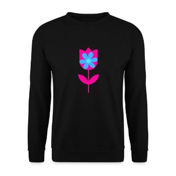 Motif Tulipe rose et fleur bleue pop et fun - Sweat-shirt Unisexe - noir - Devant - Alina (178cm) & Michal (187cm)