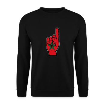 Marokko Flagge Nummer 1 - Unisex Pullover - Schwarz - Vorne - Alina (178cm) & Michal (187cm)