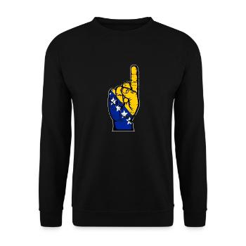 Drapeau de Bosnie numéro 1 utilisé - Sweat-shirt Unisexe - noir - Devant - Alina (178cm) & Michal (187cm)