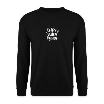Coffee teach reapeat white - Sweat-shirt Unisexe - noir - Devant - Alina (178cm) & Michal (187cm)