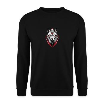 Geometrischer Wolf - Unisex Pullover - Schwarz - Vorne - Alina (178cm) & Michal (187cm)