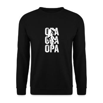 Feldhockeyspieler Opa Feldhockey - Unisex Pullover - Schwarz - Vorne - Alina (178cm) & Michal (187cm)