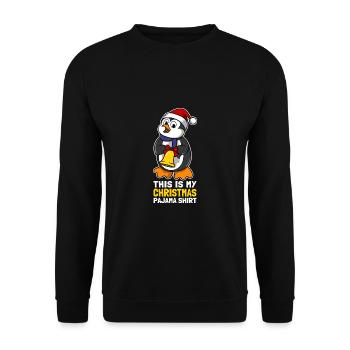 This Is My Christmas Pajama Shirt Süßer Pinguin - Unisex Pullover - Schwarz - Vorne - Alina (178cm) & Michal (187cm)