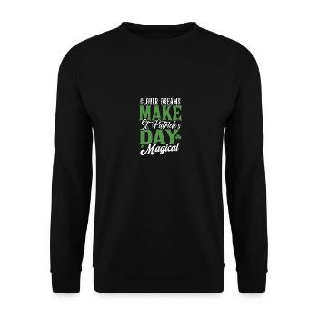 Kleeträume machen den St. Patricks Day magisch - Unisex Pullover - Schwarz - Vorne - Alina (178cm) & Michal (187cm)