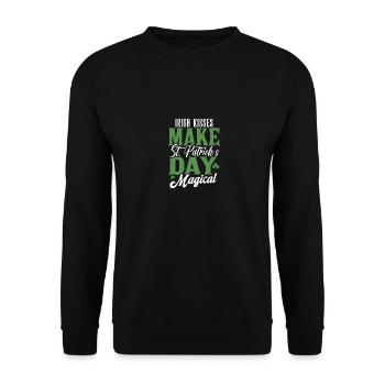 Irische Küsse machen den St. Patricks Day magisch - Unisex Pullover - Schwarz - Vorne - Alina (178cm) & Michal (187cm)