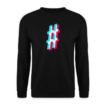 hashtag # - tik tok style glitch raute - Unisex Pullover - Schwarz - Vorne - Alina (178cm) & Michal (187cm)