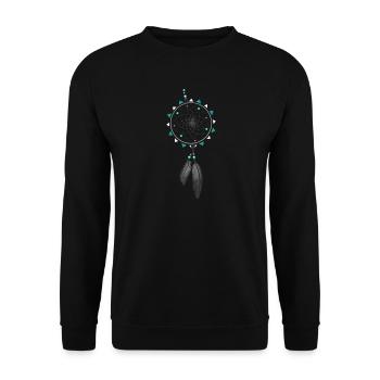 Capteur de rêves avec des perles et des plumes. - Sweat-shirt Unisexe - noir - Devant - Alina (178cm) & Michal (187cm)