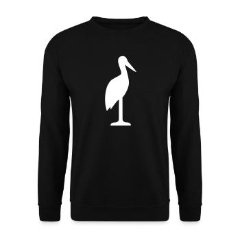 Storch Klapperstorch Adebar Geschenk Baby - Unisex Pullover - Schwarz - Vorne - Alina (178cm) & Michal (187cm)