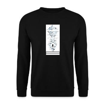 Penguin in Mountains asks But Why - Unisex Sweatshirt - black - Front - Alina (178cm) & Michal (187cm)
