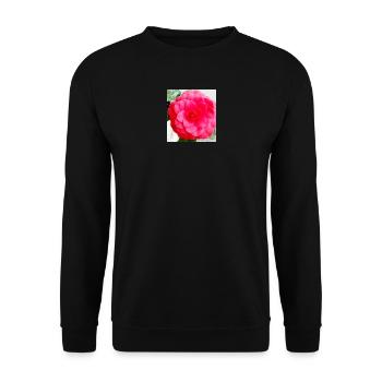 Intensive Pink Camellia - Unisex Pullover - Schwarz - Vorne - Alina (178cm) & Michal (187cm)