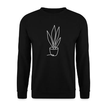 Line plant in pot - Unisex Sweatshirt - black - Front - Alina (178cm) & Michal (187cm)