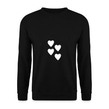 Herzen Muster Geschenkidee - Unisex Pullover - Schwarz - Vorne - Alina (178cm) & Michal (187cm)