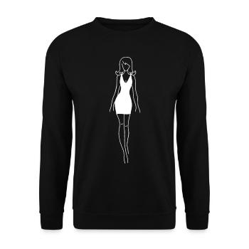 Frau im weißen Kleid - Unisex Pullover - Schwarz - Vorne - Alina (178cm) & Michal (187cm)