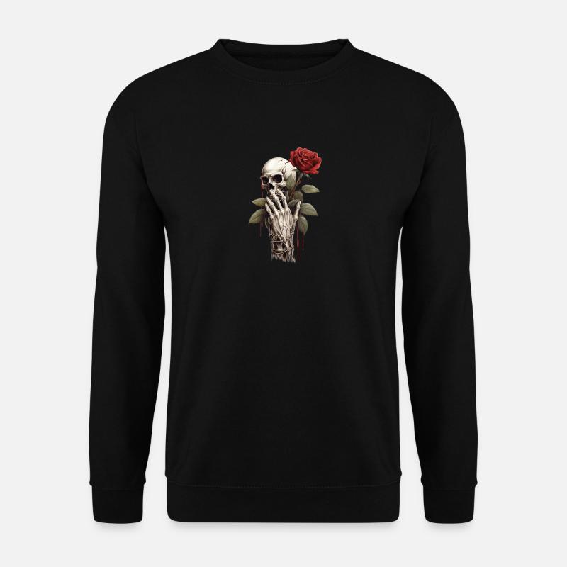Skelett Rose Hand Kopf - Unisex Pullover - Schwarz