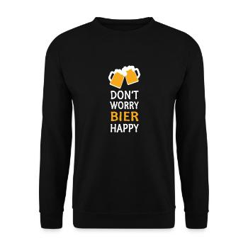 Don't Worry Bier Happy - Unisex Pullover - Schwarz - Vorne - Alina (178cm) & Michal (187cm)