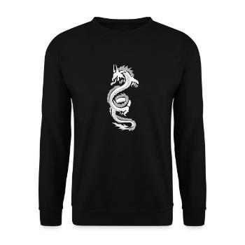 dragon blanc et gris - Sweat-shirt Unisexe - noir - Devant - Alina (178cm) & Michal (187cm)