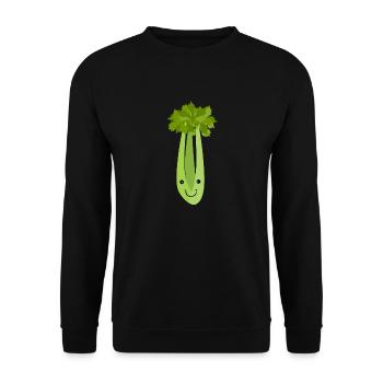 Sellerie bringt mich zum Lächeln Gemüse Lauch - Unisex Pullover - Schwarz - Vorne - Alina (178cm) & Michal (187cm)