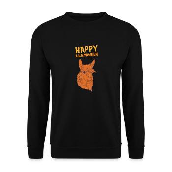 Happy Llamaween Llama Alpaca Halloween Costume - Unisex Sweatshirt - black - Front - Alina (178cm) & Michal (187cm)