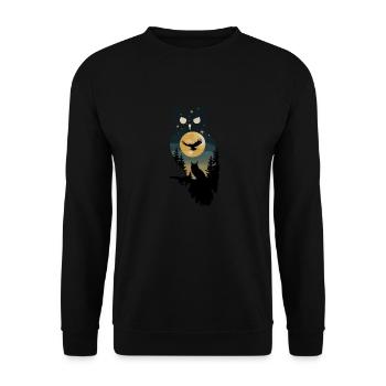 Niedliche Eule als Zauberer für einen Eulen Fans - Unisex Pullover - Schwarz - Vorne - Alina (178cm) & Michal (187cm)