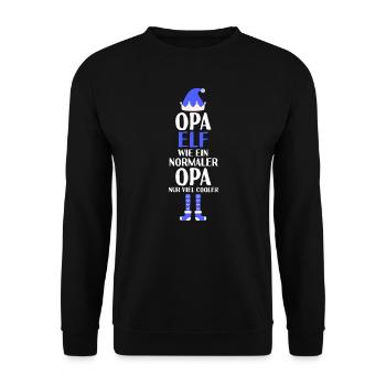Opa Elf Opas Geschenk - Unisex Pullover - Schwarz - Vorne - Alina (178cm) & Michal (187cm)