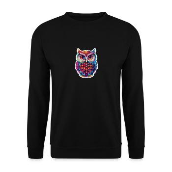 Cute Owl Kawaii Mascot - Unisex Sweatshirt - black - Front - Alina (178cm) & Michal (187cm)