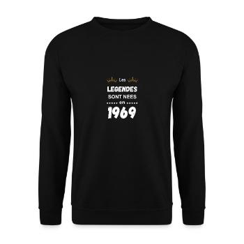 The legends were born in 1969 - Unisex Sweatshirt - black - Front - Alina (178cm) & Michal (187cm)