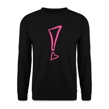 Exclamation mark with heart - Unisex Sweatshirt - black - Front - Alina (178cm) & Michal (187cm)