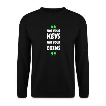 Pas vos clés. Pas vos pièces ! pour Hodler & Crypto - Sweat-shirt Unisexe - noir - Devant - Alina (178cm) & Michal (187cm)