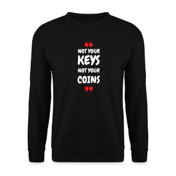 Pas vos clés. Pas vos pièces ! pour Hodler & Crypto - Sweat-shirt Unisexe - noir - Devant - Alina (178cm) & Michal (187cm)