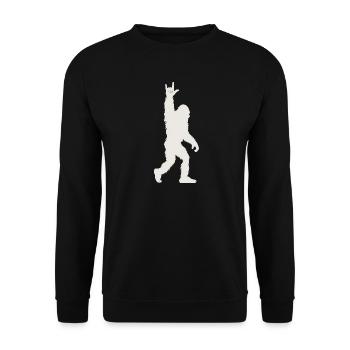 Felliger Yeti Rockhand Pose Festival Metal - Unisex Pullover - Schwarz - Vorne - Alina (178cm) & Michal (187cm)